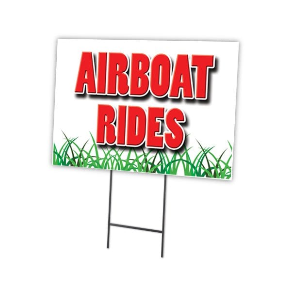 Airboat Rides Yard Sign & Stake outdoor plastic coroplast window, C-1824-DS-Airboat Rides